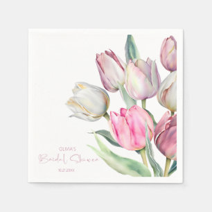 Spring pink and white tulips Bridal shower Napkin
