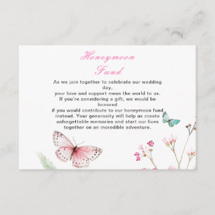 Spring Pink Butterfly Floral Wedding Enclosure Card