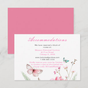 Spring Pink Butterfly Floral Wedding Enclosure Card