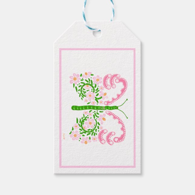 Spring Pink Butterfly Gift Tag (Front)