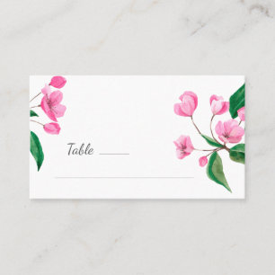 Spring Pink Cherry Blossom. Floral Place Card