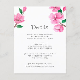 Spring Pink Cherry Blossom. Modern Wedding Details Enclosure Card