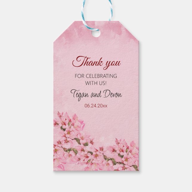 Spring Pink Cherry Blossoms  Gift Tags (Front)