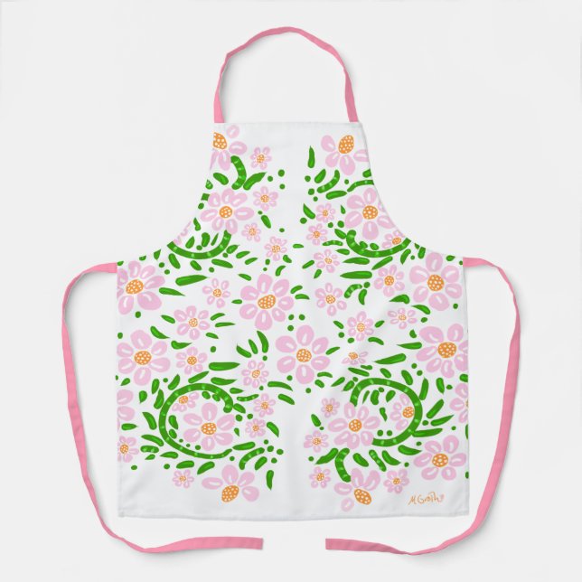 Spring Pink Floral Apron (Front)