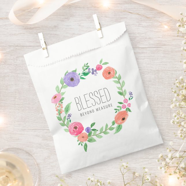 Spring Pink Floral Blessed Beyond Measure Favour Bag (Clipped)