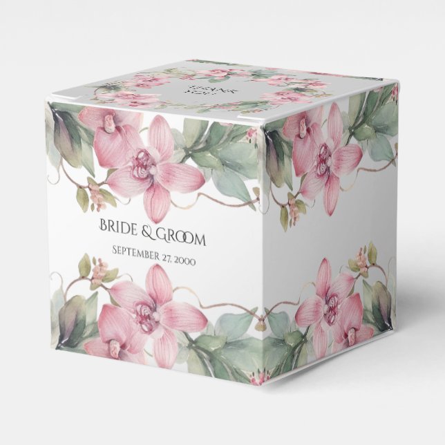 Spring Pink Floral Favour Box (Front Side)