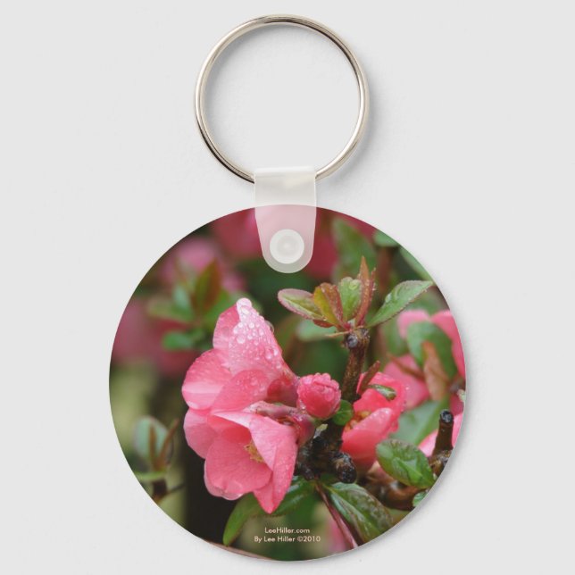 Spring Pink Flowering Quince Key Ring (Front)