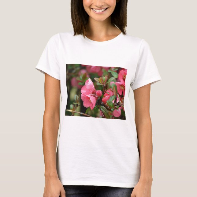 Spring Pink Flowering Quince T-Shirt (Front)