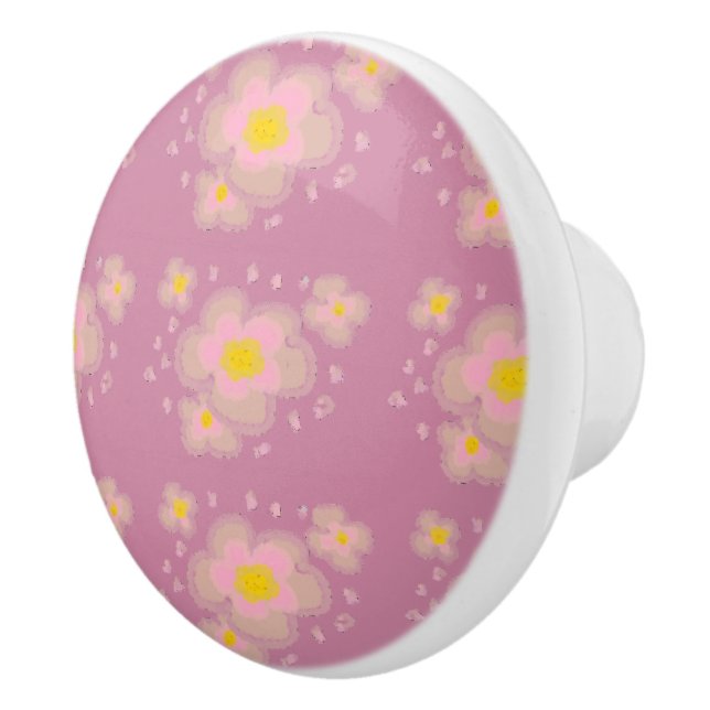 Spring Pink Flowers Ceramic Knob (Right)