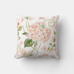 Spring pink hydrangea floral arangment cushion