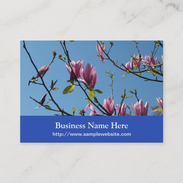 spring pink magnolia flowers business card (Front)