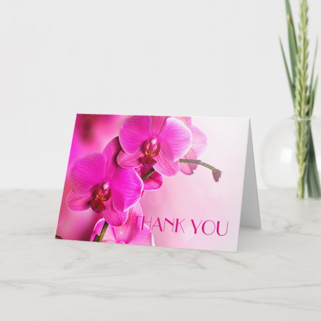Spring Pink Orchid Thank you card (Front)