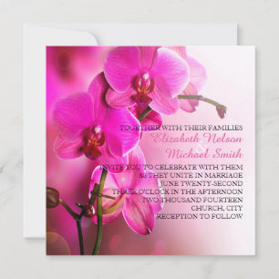 Spring Pink Orchid Wedding Invite