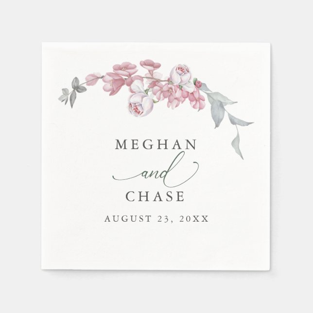 Spring Pink Peach Blossoms Napkins (Front)