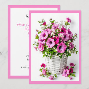 Spring Pink Petunias Personalize Party Invitation