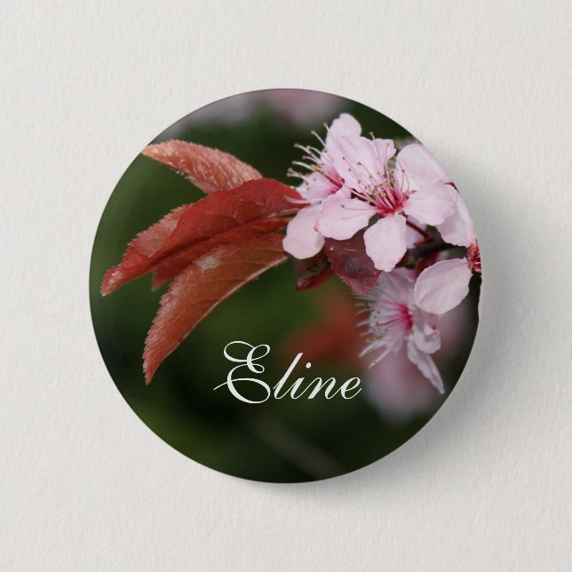 spring pink plum flowers 6 cm round badge (Front)