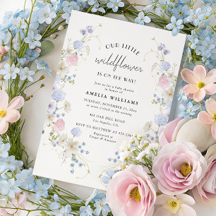 Spring Pink Purple Little Wildflower Baby Shower Invitation