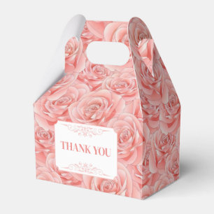 Spring Pink Roses Blossom Floral Thank You Favour Box
