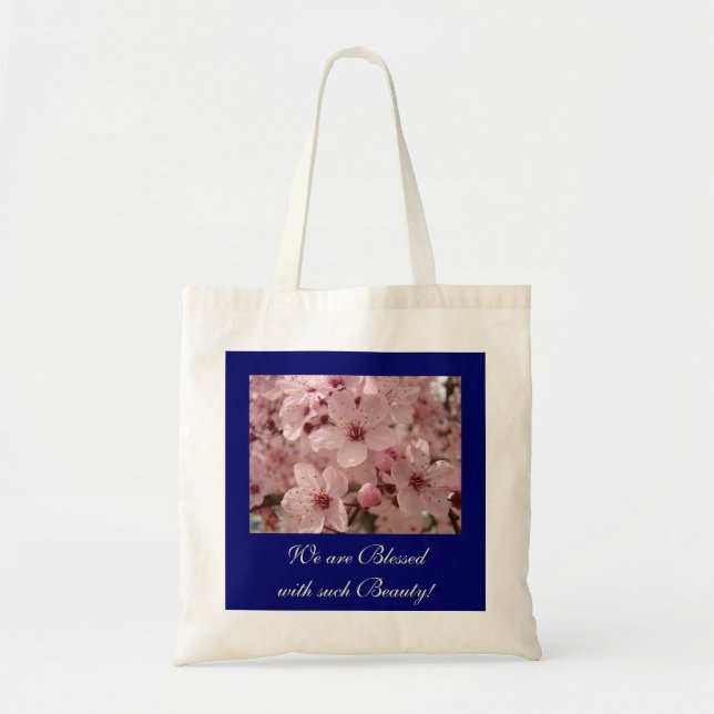 Spring Pink Tree Blossoms Tote Bag Canvas (Front)