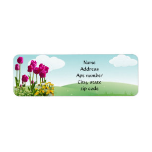Spring Pink Tulip Flowers Return Address Label