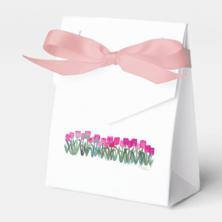 Spring Pink Tulip Tent Bag with Pink Ribbon q Favour Box