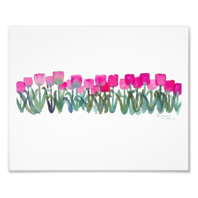 Spring Pink Tulips Card Photo Print (Front)