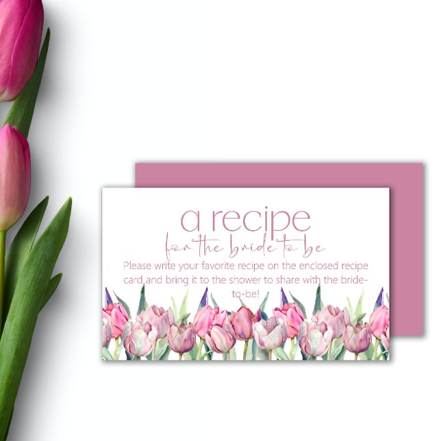 Spring pink tulips Recipe for the bride Enclosure Card (Creator Uploaded)