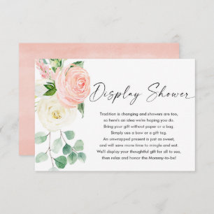 Spring pink white floral greenery display shower enclosure card