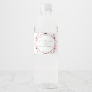 Spring Pinks Watercolor Floral Wedding Collection Water Bottle Label