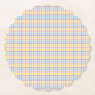 Spring Plaid in Garden Paper Coaster