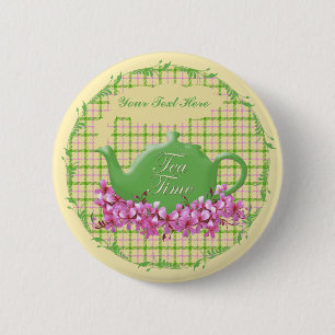 Spring Plaid Tea Time 6 Cm Round Badge