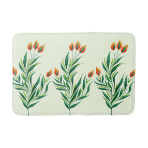 Spring Plant Drawing Abstract Botanical Art Bath Mat