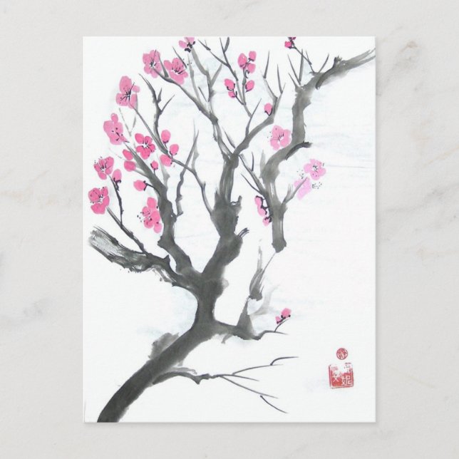 Spring Plum Blossom Branch Postcard (Front)