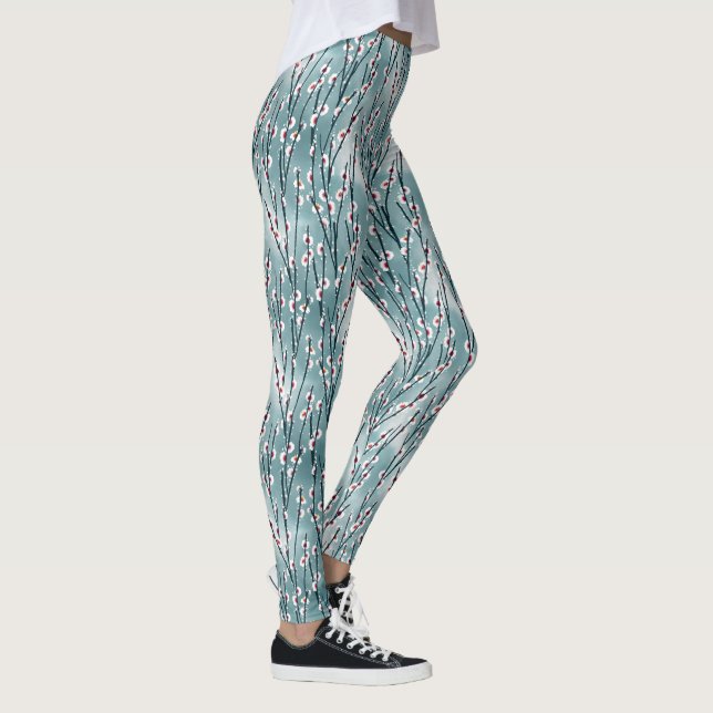 Spring Plum Blossom Floral Pattern Leggings (Right)
