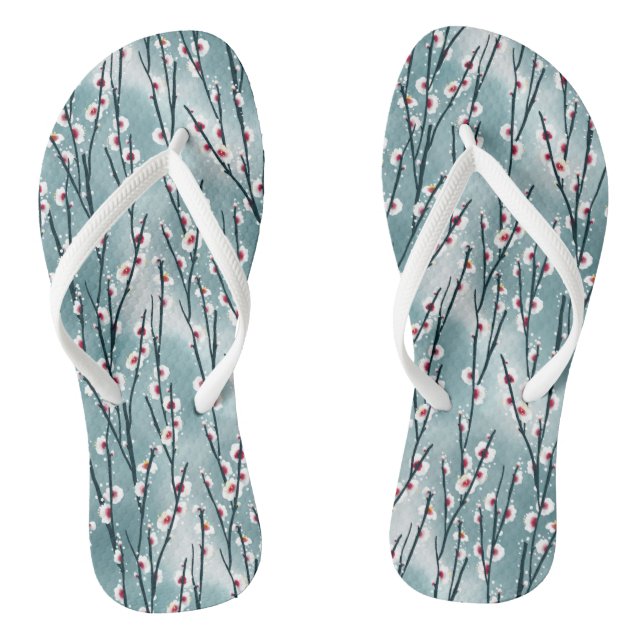 Spring Plum Blossom Floral Pattern Thongs (Footbed)