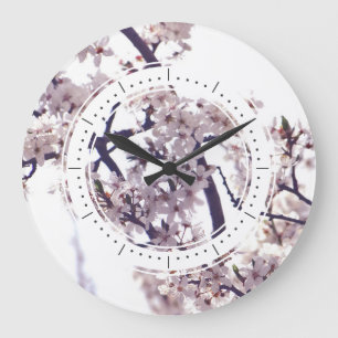 Spring Plum Blossom Tree Elegant Nature Photo Large Clock