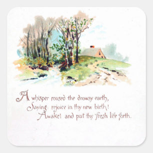 Spring Poem Square Sticker