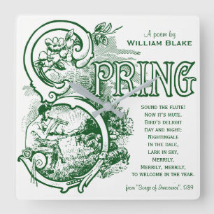 Spring Poem William Blake Victorian Art Satyr Lamb Square Wall Clock