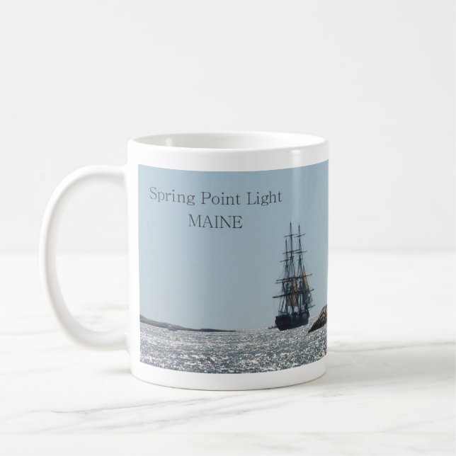Spring Point Light Tall Ship Sailing By..... Coffee Mug (Left)