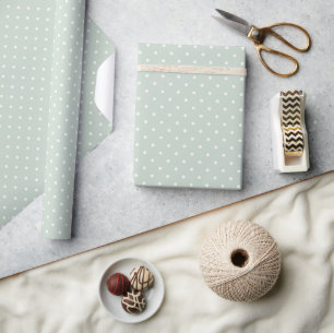Spring Polka Dots Classic   Muted Sage Wrapping Paper