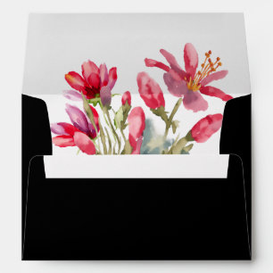 Spring Poppies Black Wedding Invitation Envelope