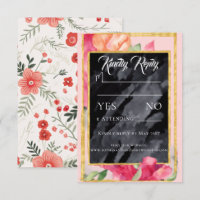 Spring Poppies Blackboard Wedding Response Card