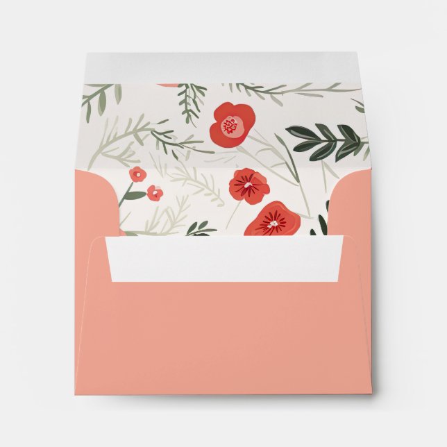 Spring Poppies Peach Invitation Response Envelope (Back (Bottom))