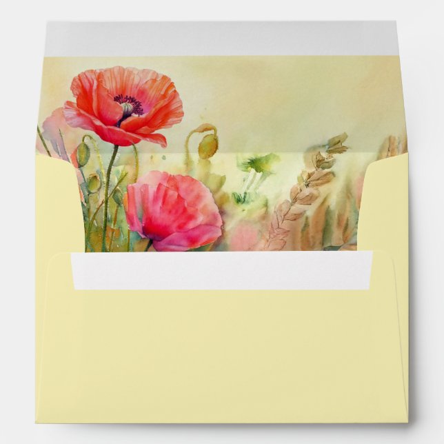 Spring Poppies Watercolor Art  Envelope (Back (Bottom))