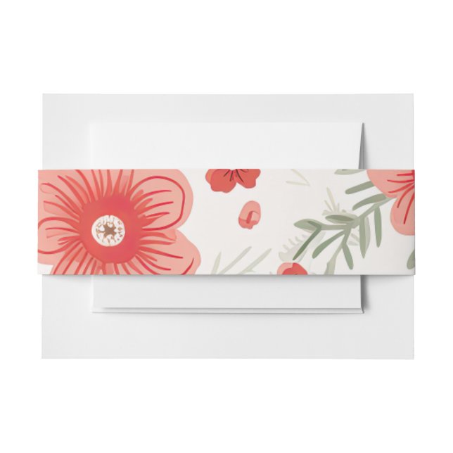 Spring Poppies Wedding Invitation Suite Belly Band Invitation Belly Band (Front Example)
