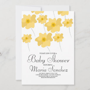 Spring Poppy Yellow Bold Floral Baby Shower Invitation