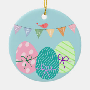 Spring powder blue Easter eggs Ceramic Tree Decoration