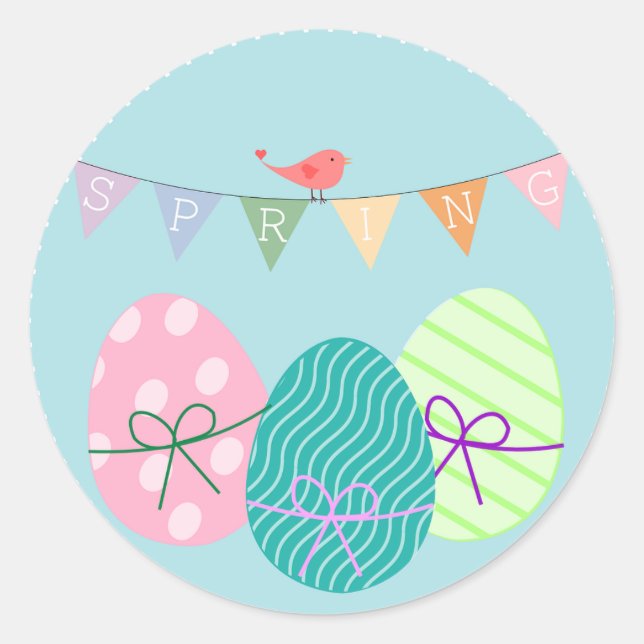 Spring powder blue Easter eggs Classic Round Sticker (Front)
