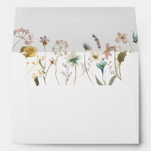 Spring Pressed Flowers Return Address Wedding Envelope