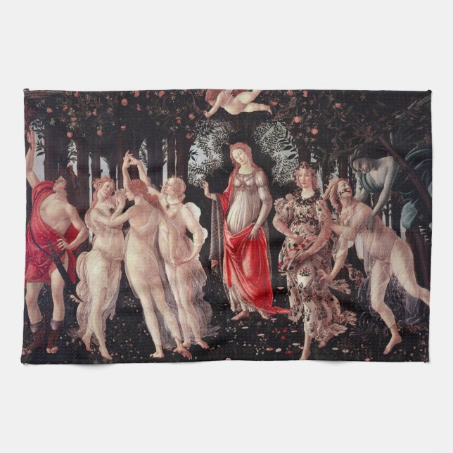 Spring Primavera Sandro Botticelli Renaissance Tea Towel (Horizontal)